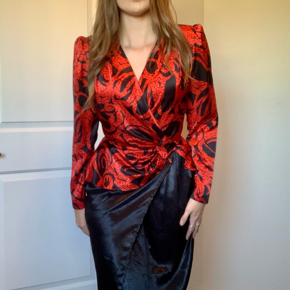 Vintage Satin Wrap Dress
